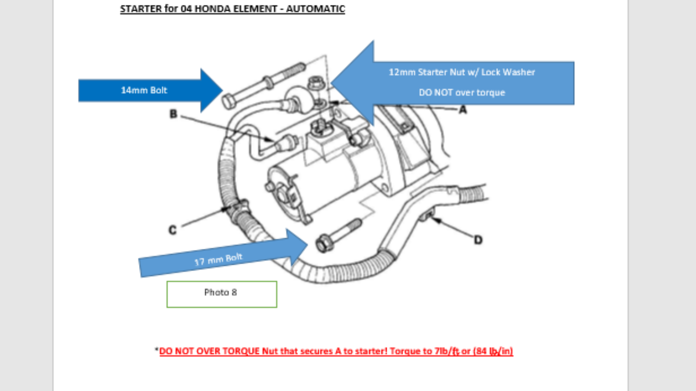 04 honda  element  starter  replacement instructions The 